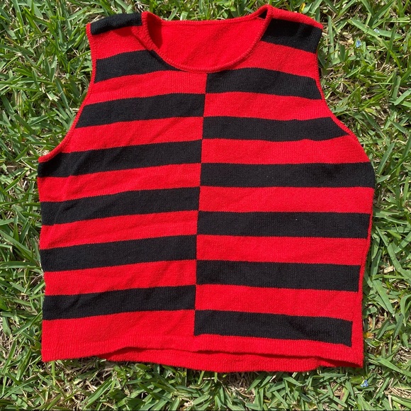 Black and red striped sweater vest 
Size small - Picture 1 of 4